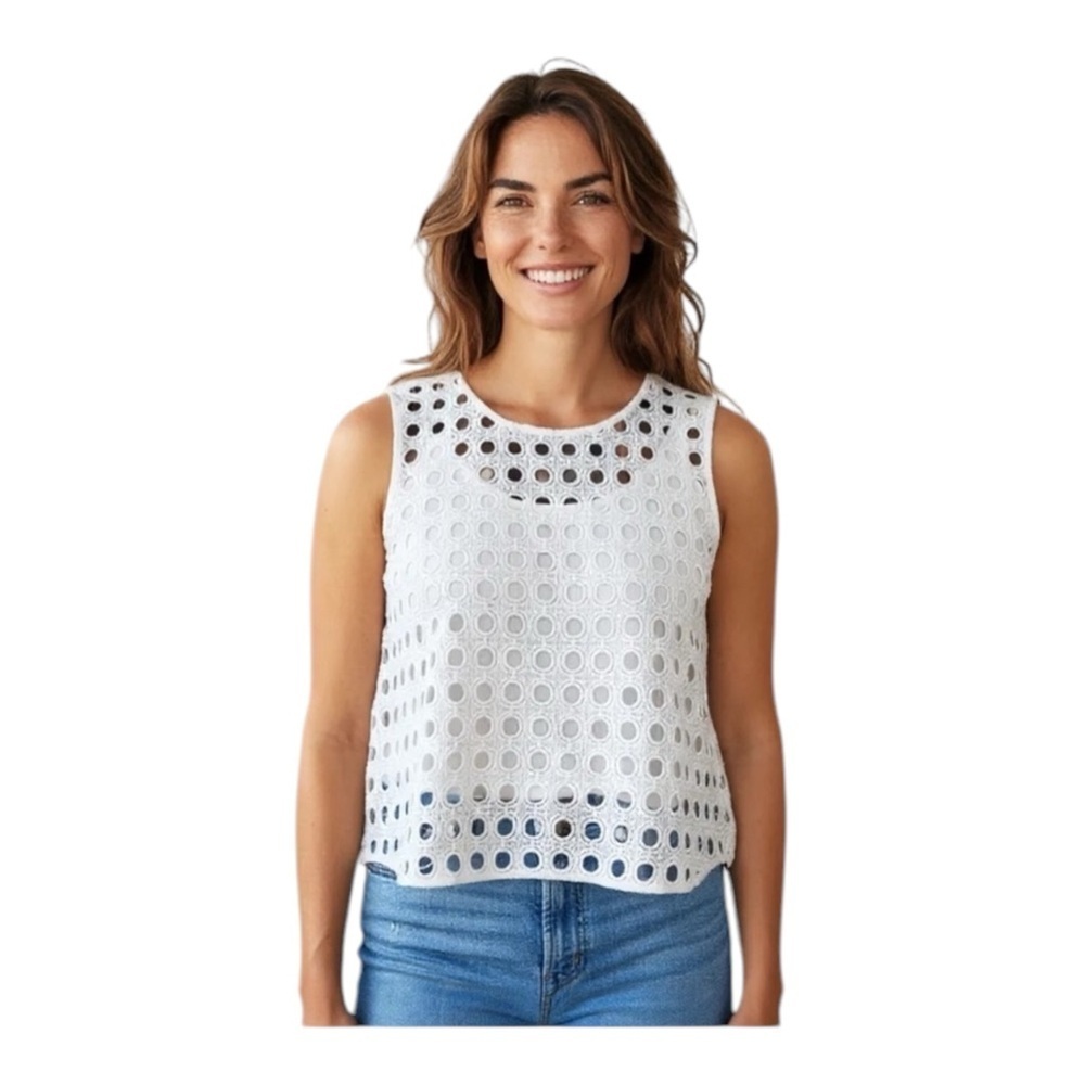 BAILEY 44 Size M Ivory Black Crochet Macrame Crop Top R $98 - Picture 1 of 9